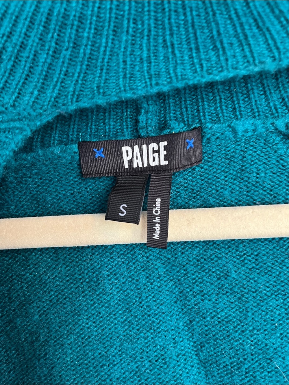 PAIGE Cherise Teal blue green cut out Turtleneck Sweater women’s size small - Picture 3 of 7
